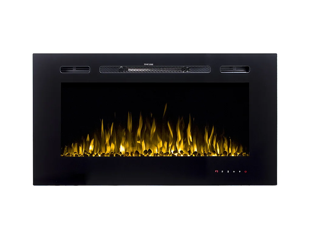 Elektrisk pejs CALBUCO - Til væg eller indbygning - L101,6 x D14 x H54,4 cm - Sort