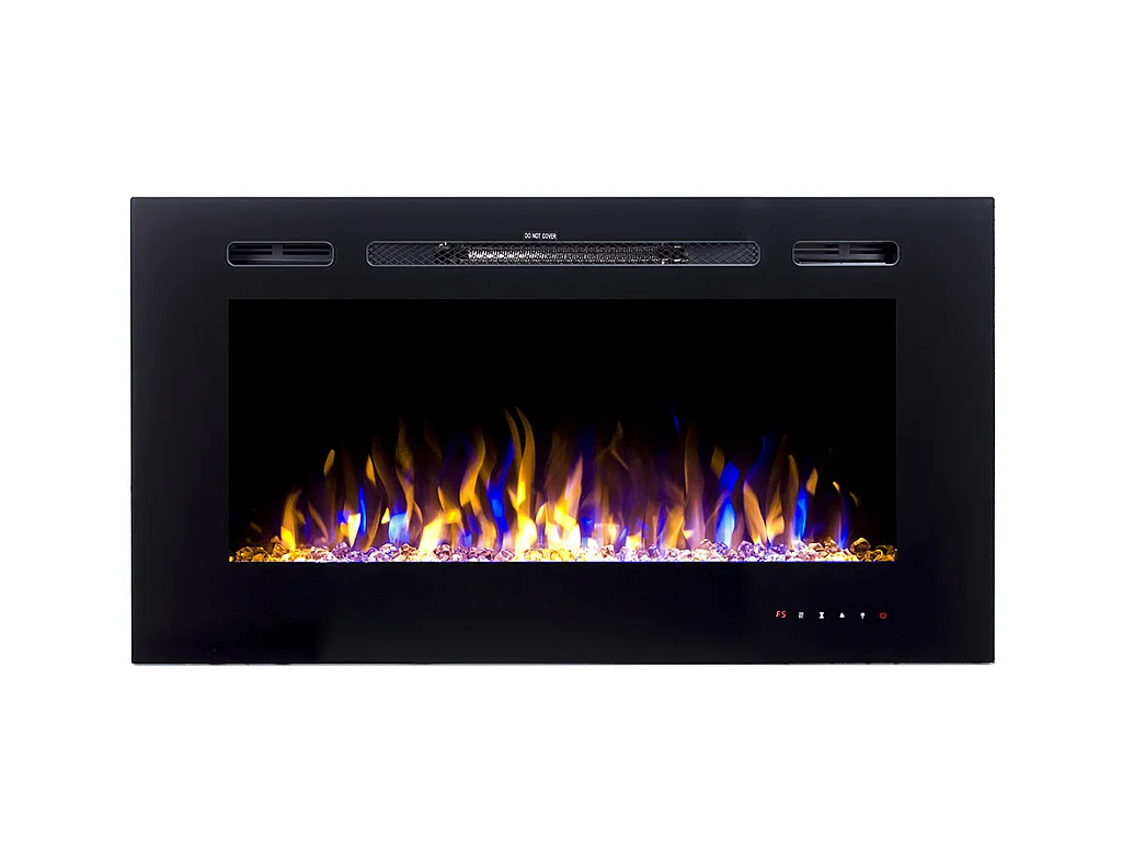 Elektrisk pejs CALBUCO - Til væg eller indbygning - L101,6 x D14 x H54,4 cm - Sort