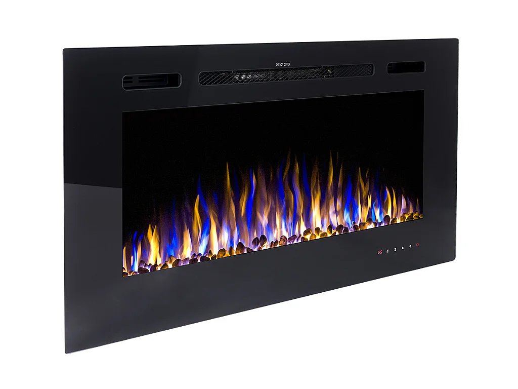 Elektrisk pejs CALBUCO - Til væg eller indbygning - L101,6 x D14 x H54,4 cm - Sort