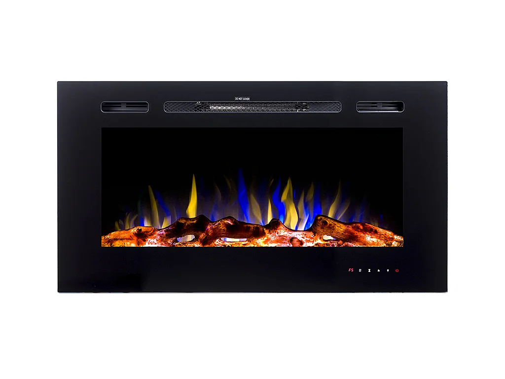 Elektrisk pejs CALBUCO - Til væg eller indbygning - L101,6 x D14 x H54,4 cm - Sort