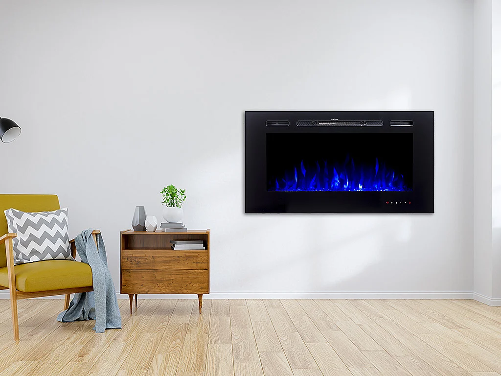 Lareira elétrica de parede de C101,6 x L14 x A54,4 cm cor preto - CALBUCO