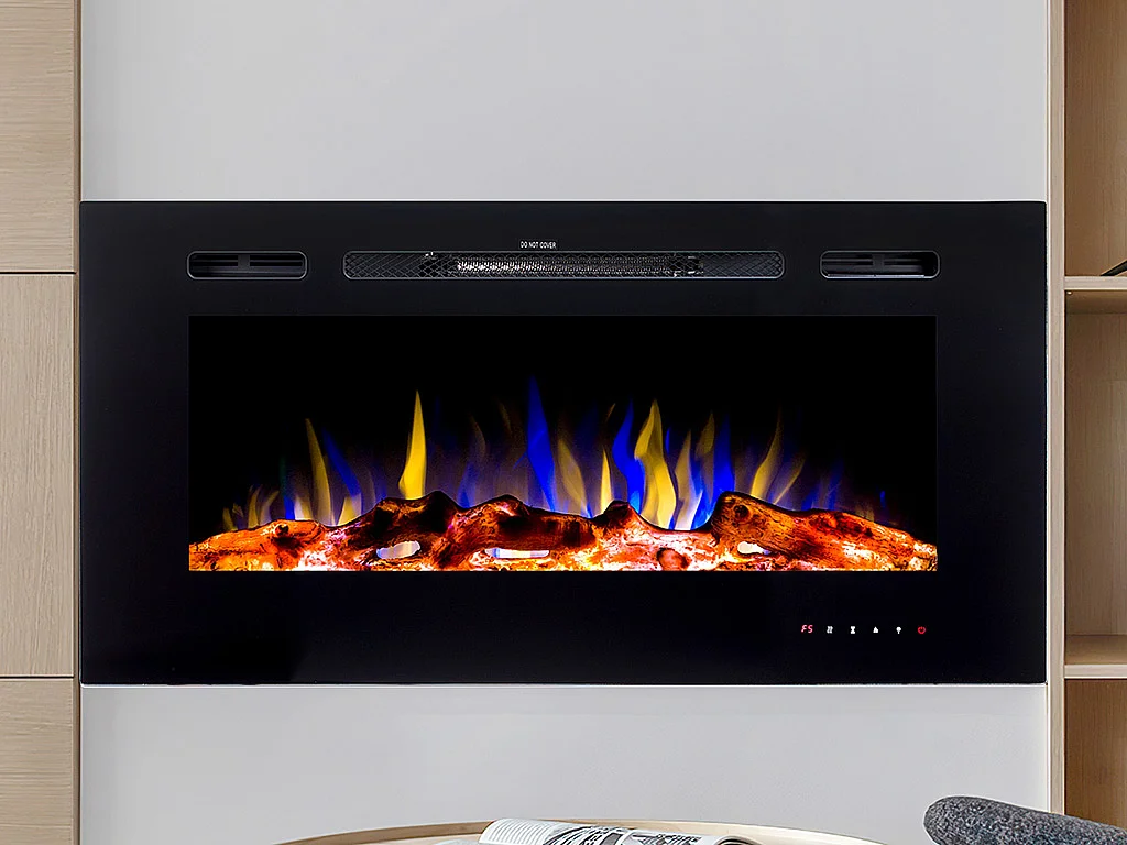 Lareira elétrica de parede de C101,6 x L14 x A54,4 cm cor preto - CALBUCO