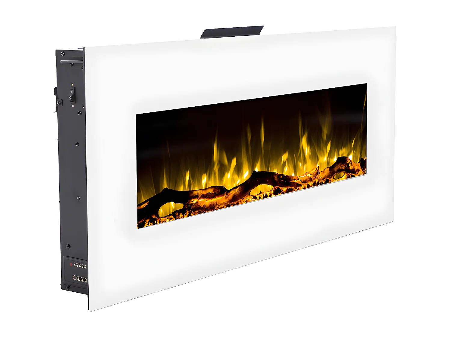 Vægmonteret elektrisk pejs LALITA - L110 x D14 x H49 cm - Hvid