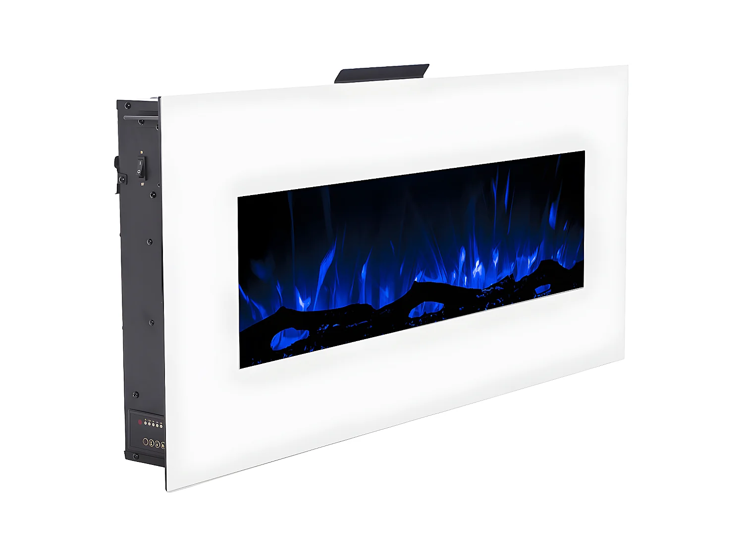 Vægmonteret elektrisk pejs LALITA - L110 x D14 x H49 cm - Hvid