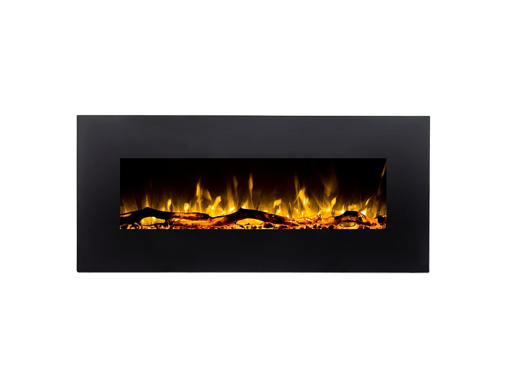 Vægmonteret elektrisk pejs LALITA - L110 x D14 x H49 cm - Hvid