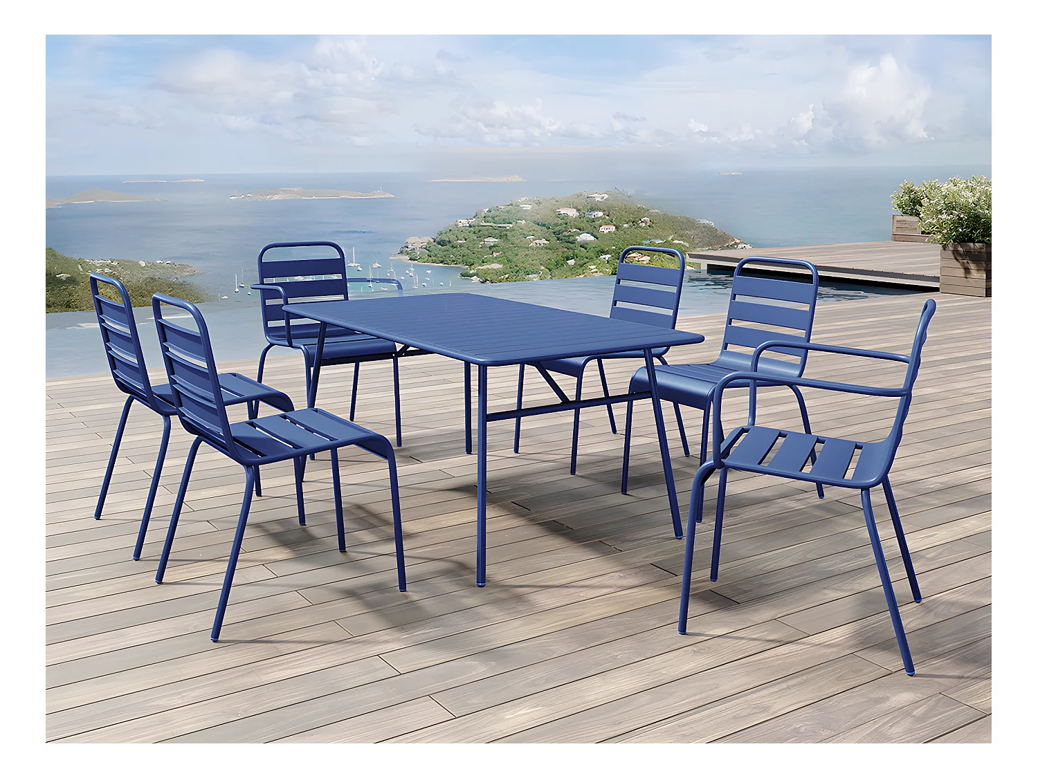 Silla de jardín apilable de metal azul noche - MIRMANDE