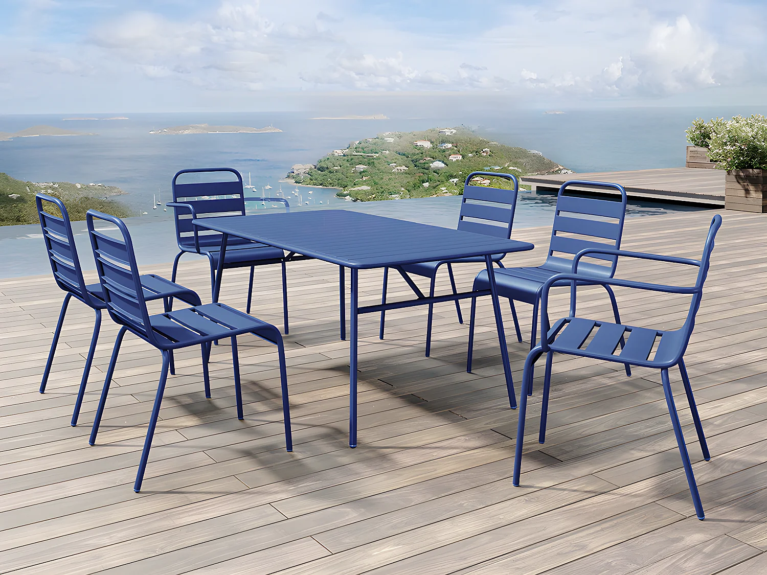 Chaise de jardin empilable en métal - Bleu nuit - MIRMANDE de MYLIA