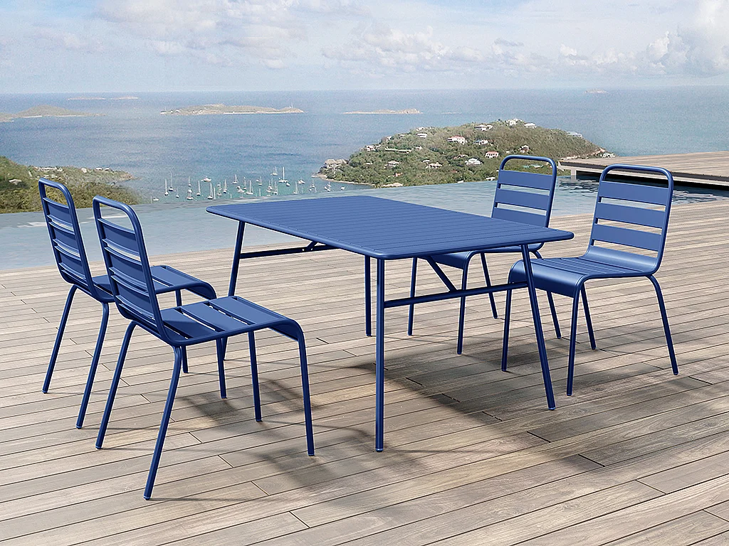 Table de jardin L.160 cm en métal - Bleu nuit - MIRMANDE de MYLIA