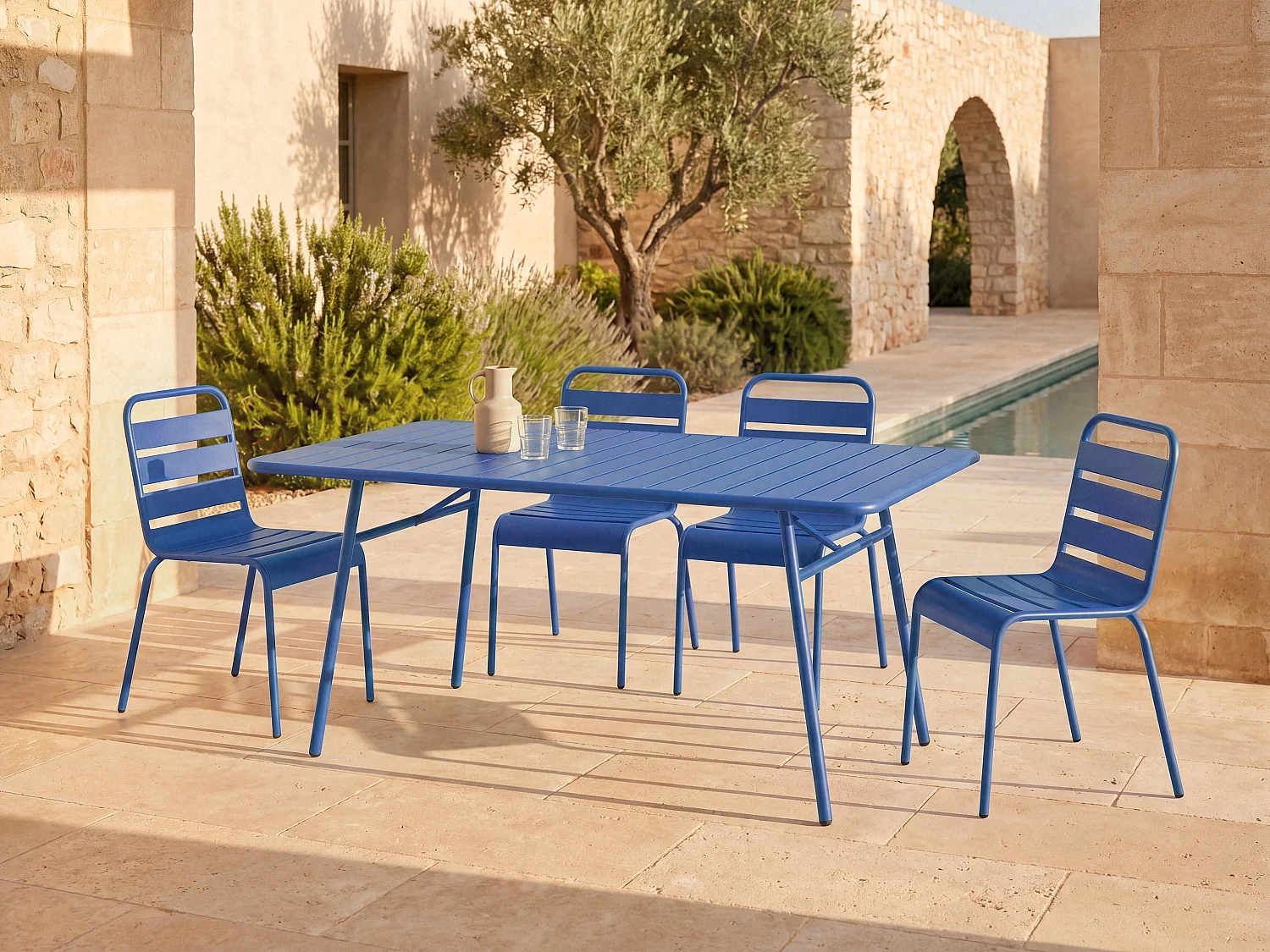 Garden table L.160 cm in metal - Midnight blue - MIRMANDE by MYLIA