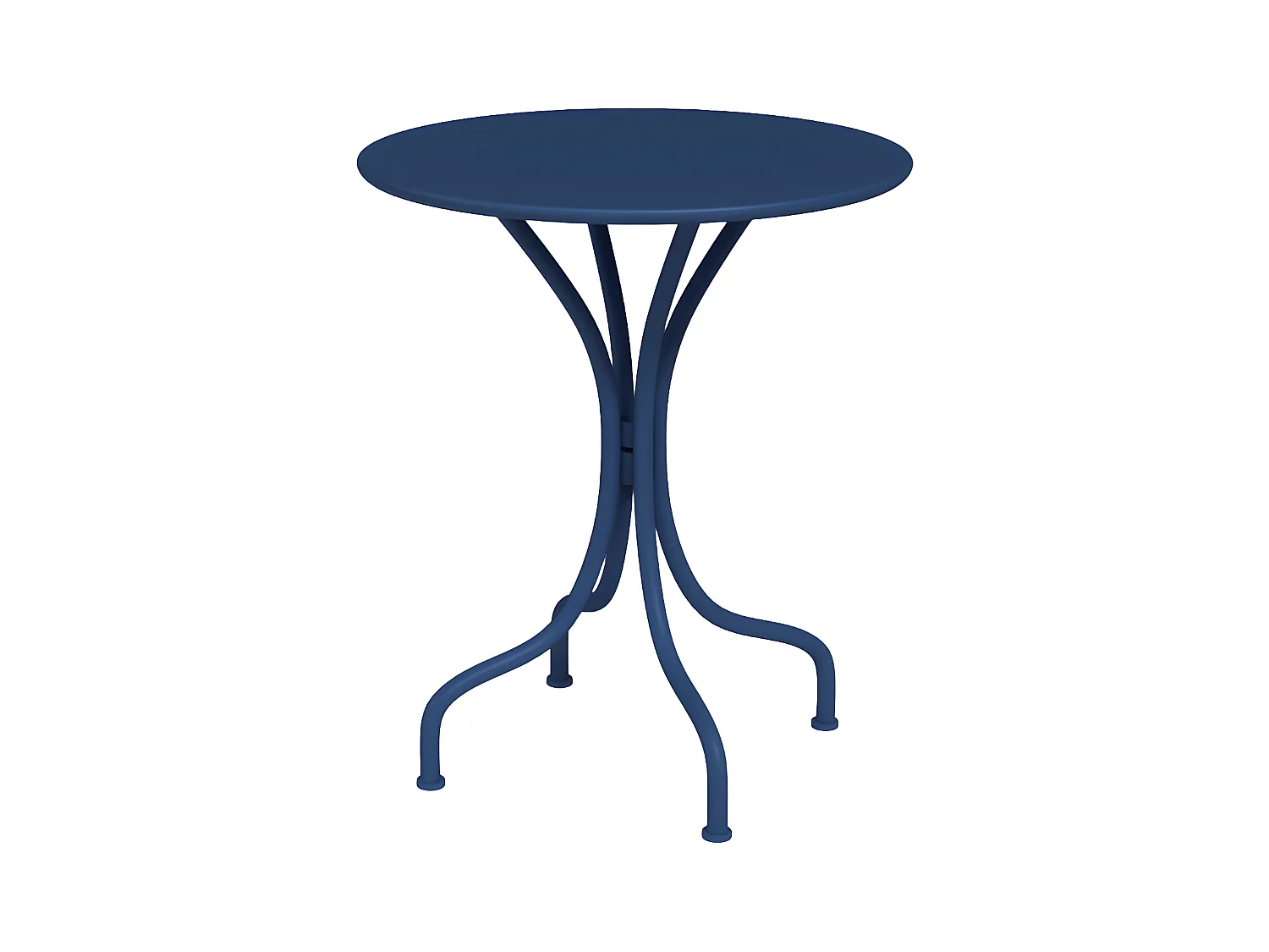 Mesa redonda de jardim D. 60 cm em metal azul-escuro - MIRMANDE