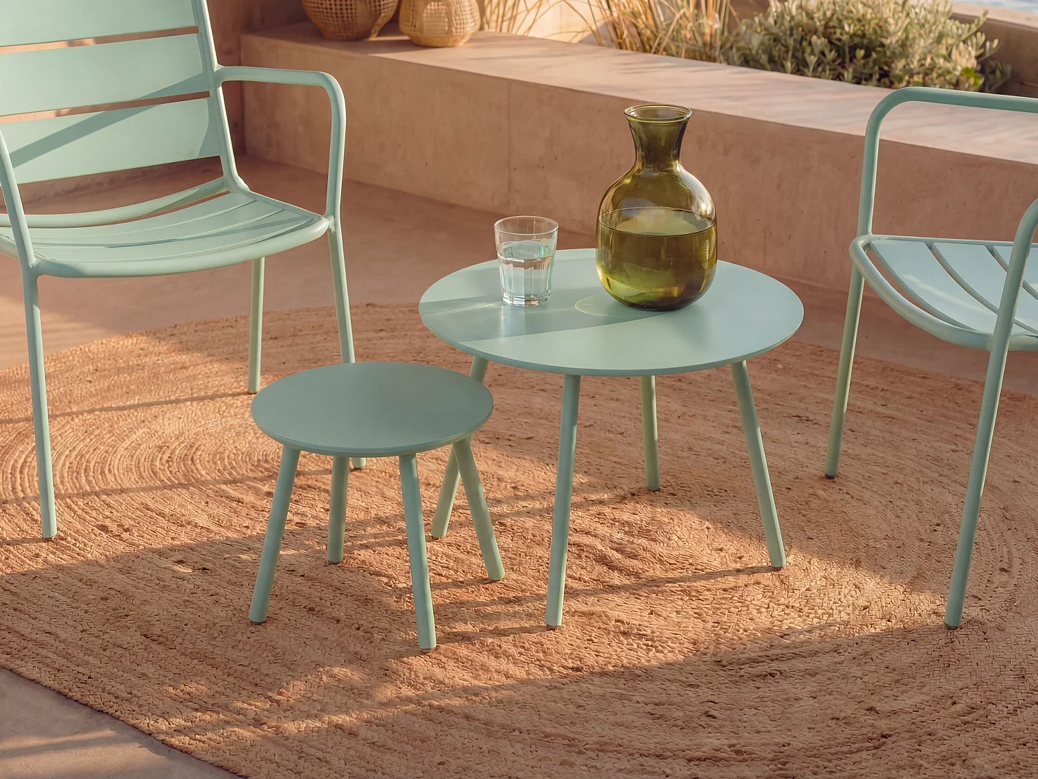 Tables gigognes de jardin en métal - Vert amande - MIRMANDE de MYLIA