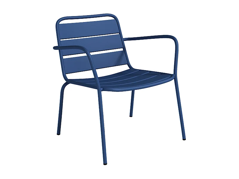 Fauteuil bas de jardin empilable en métal - Bleu nuit - MIRMANDE de MYLIA