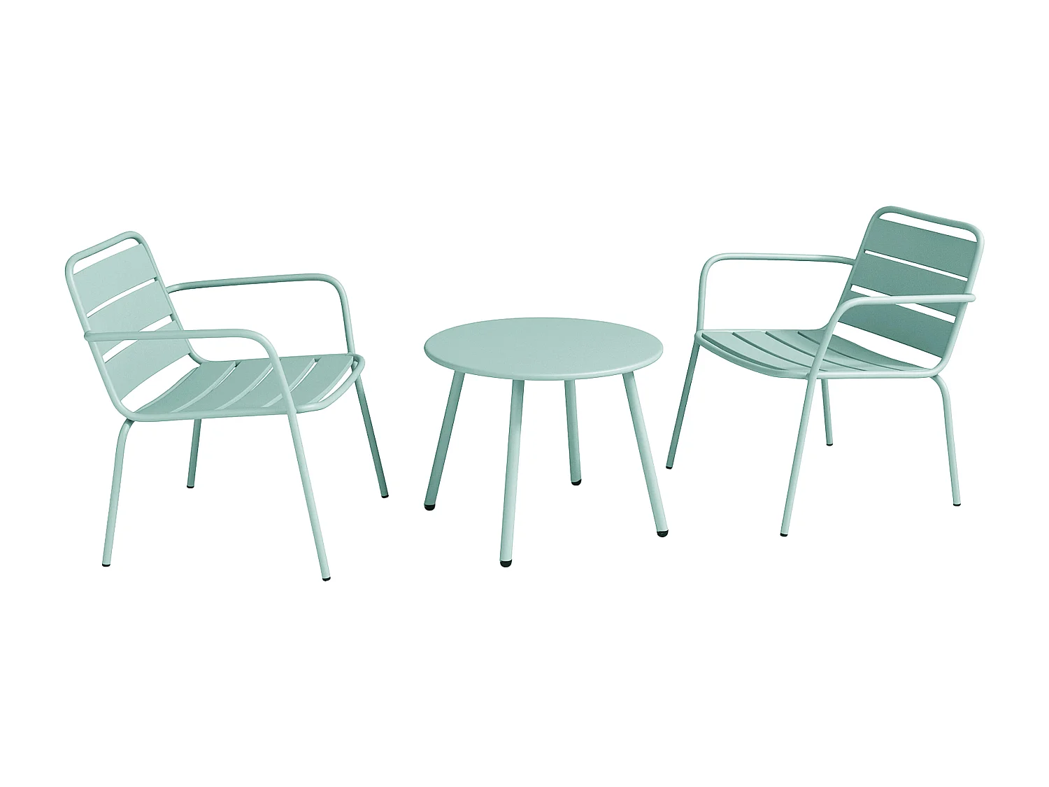 Table d'appoint de jardin en métal ronde - Vert amande - MIRMANDE de MYLIA