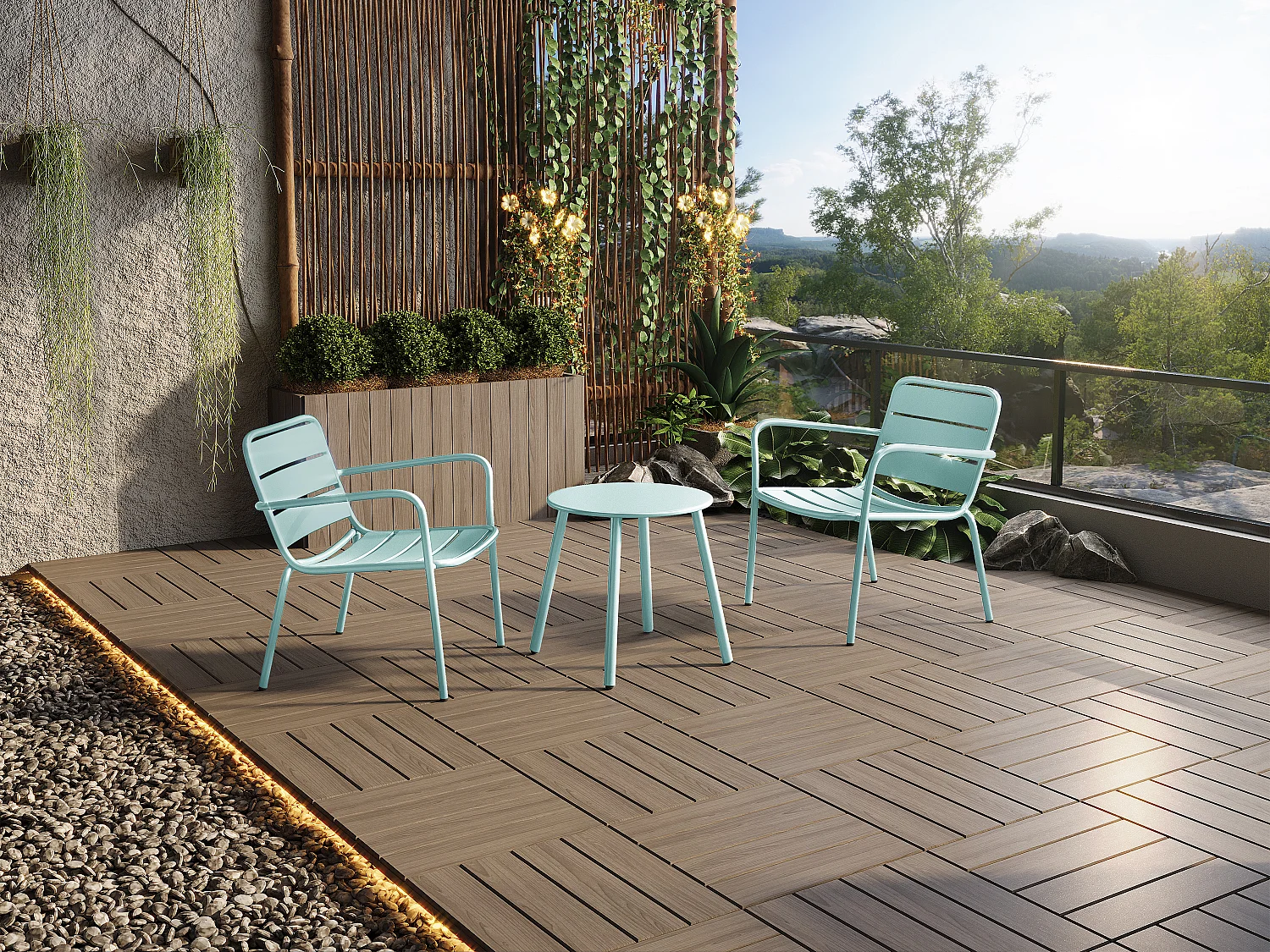 Table d'appoint de jardin en métal ronde - Vert amande - MIRMANDE de MYLIA