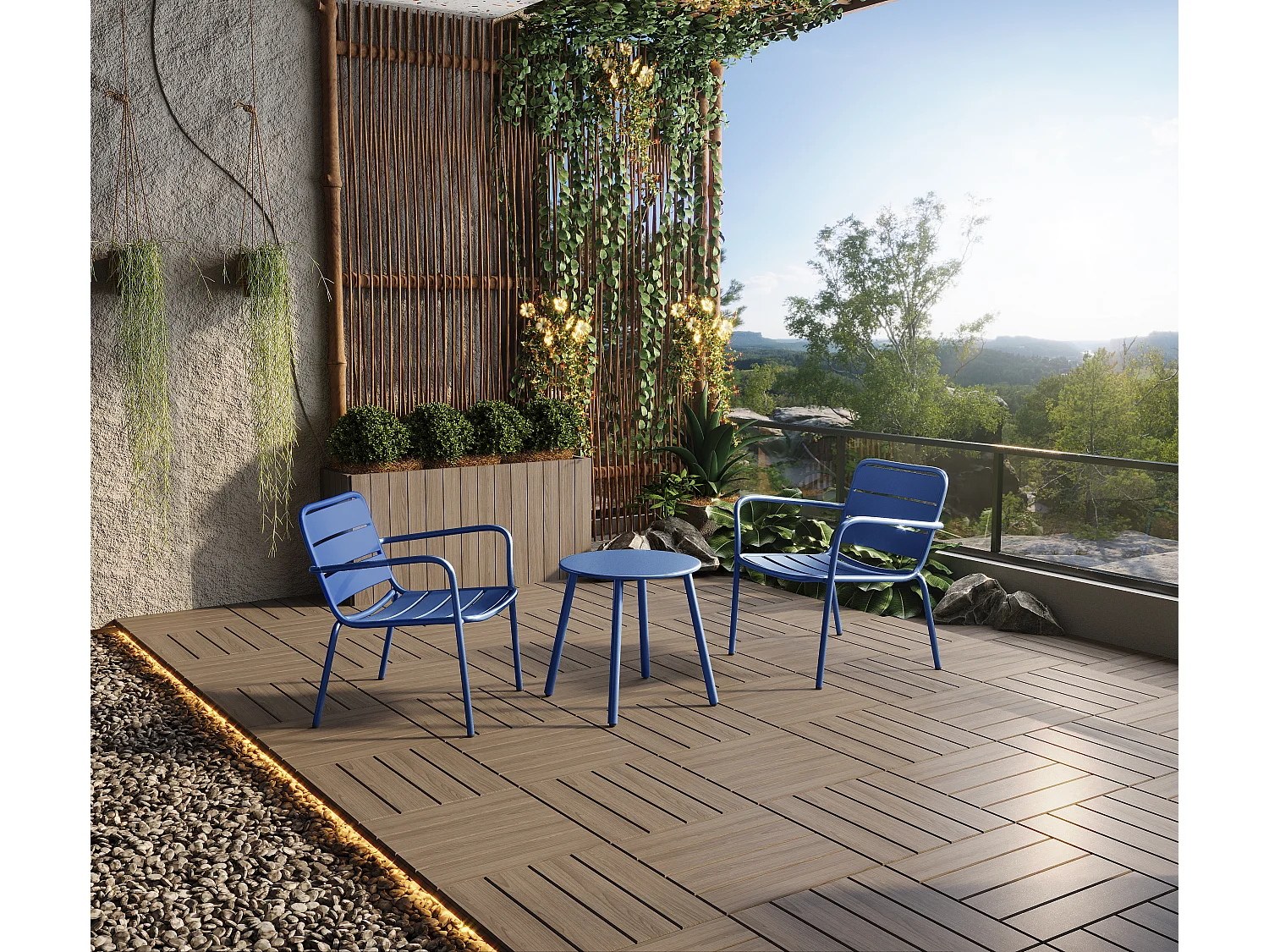 Mesa auxiliar de jardín de metal azul noche - MIRMANDE