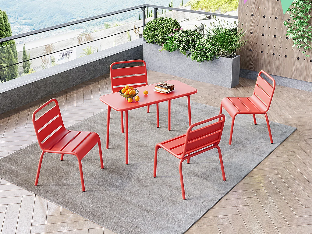 Chaise de jardin empilable pour enfants en métal - Rouge - POPAYAN de MYLIA