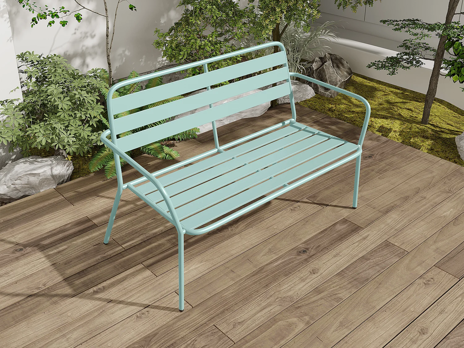 Gartenbank - Metall - Hellgrün - MIRMANDE von MYLIA