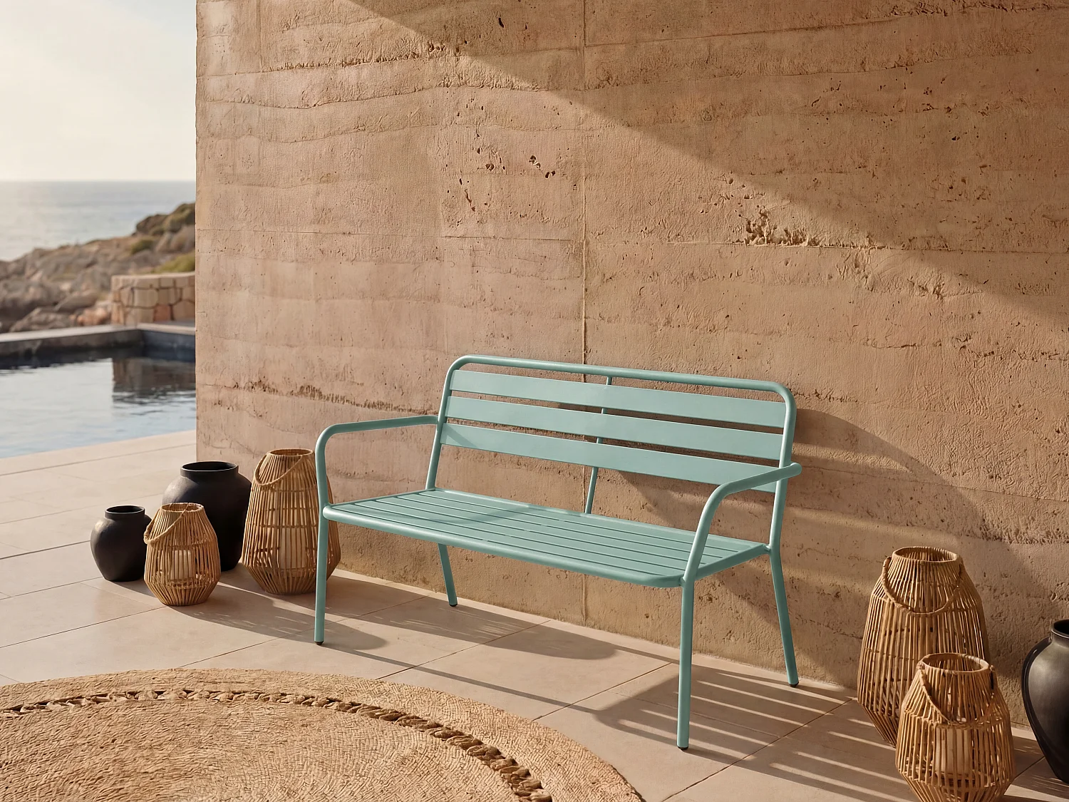 Metal garden bench - Almond green - MIRMANDE by MYLIA