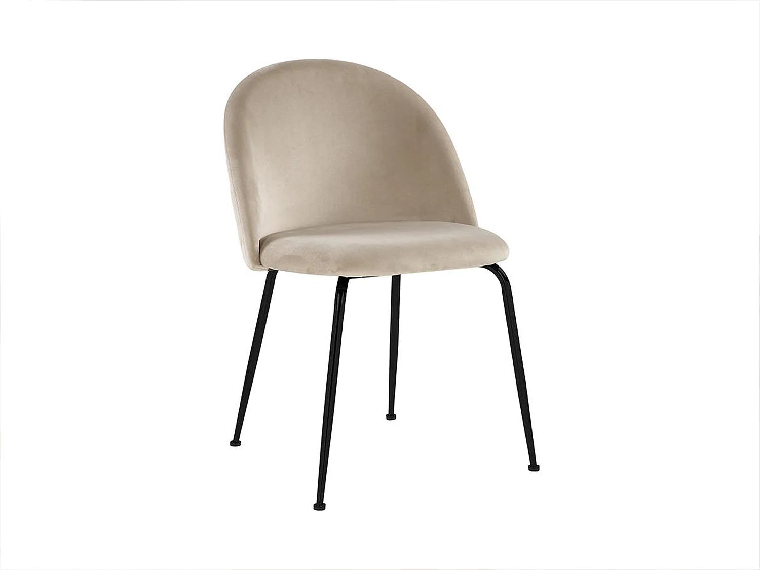 Sedia Velluto e Metallo Nero Opaco Beige - Lotto di 2 - MELBOURNE