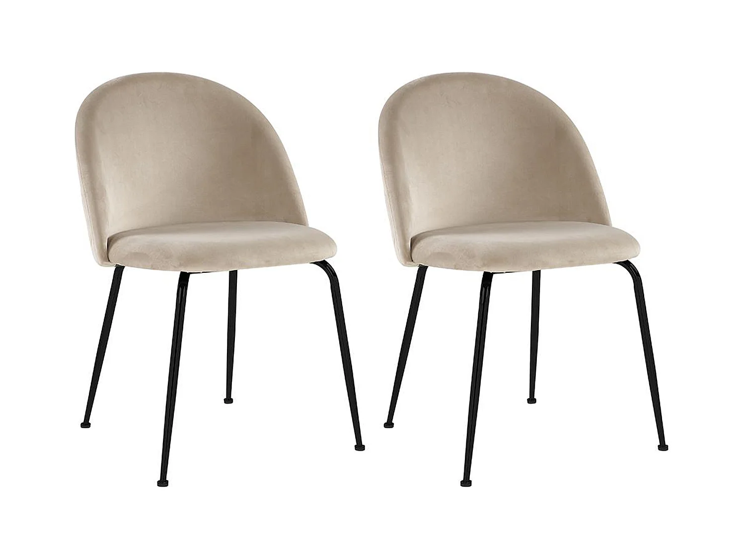 Juego de 2 sillas MELBOURNE - Terciopelo y metal negro mate - Beige