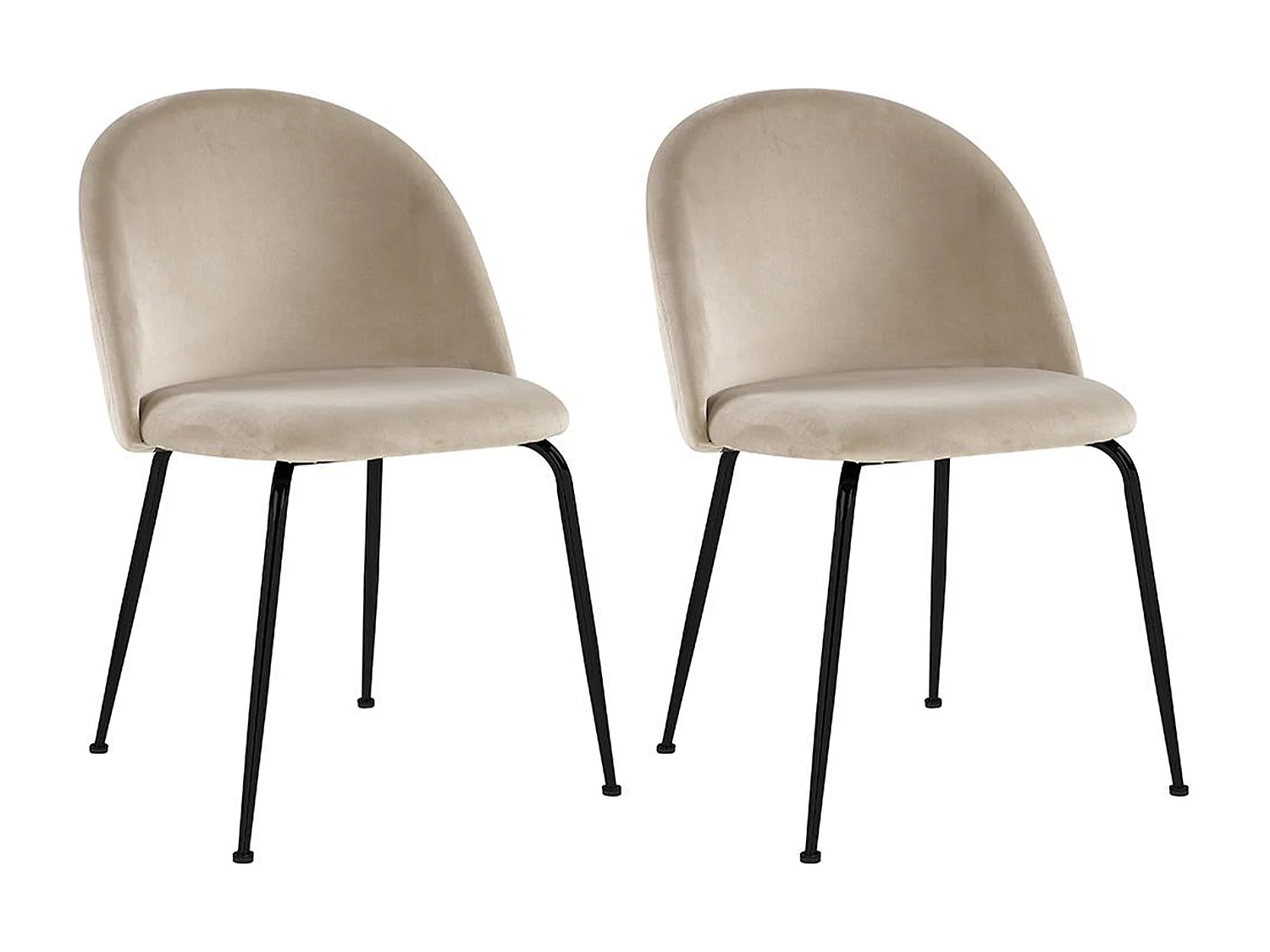 Lot de 2 chaises en velours et acier inoxydable noir - Beige - MELBOURNE