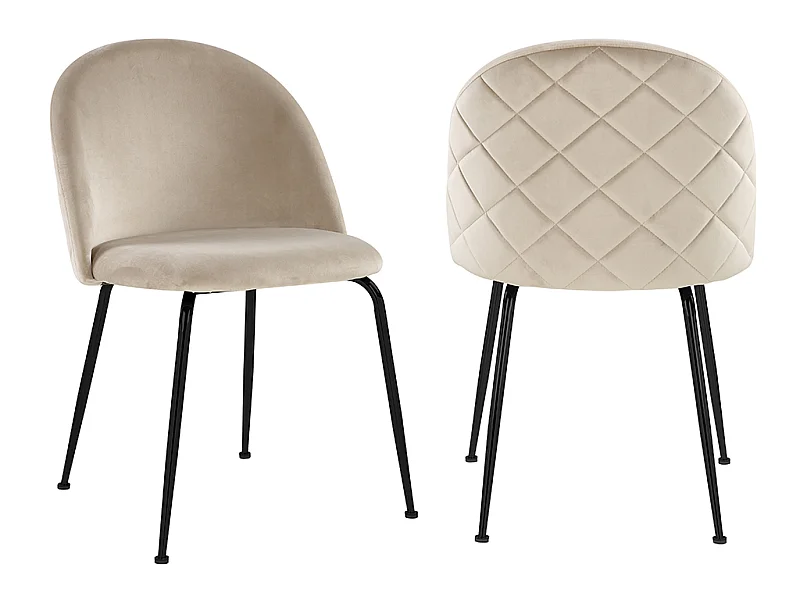 Stuhl 2er-Set - Samt & Schwarzer Edelstahl - Beige - MELBOURNE
