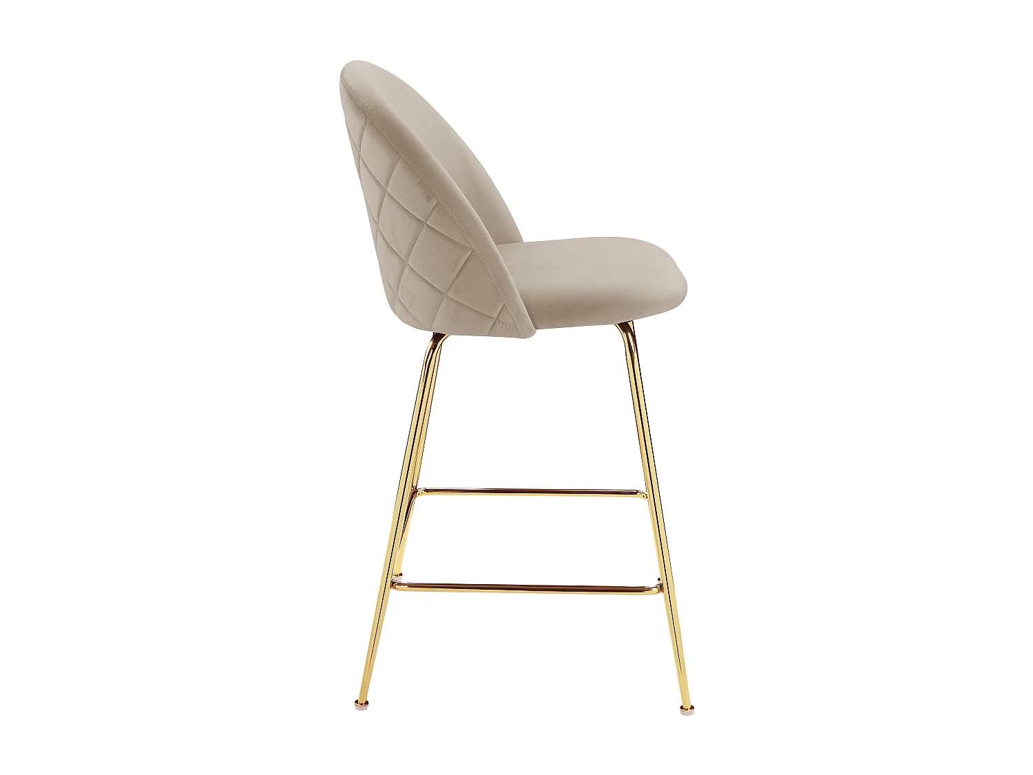 Lot de 2 tabourets de bar en velours et acier inoxydable doré - Beige - MELBOURNE