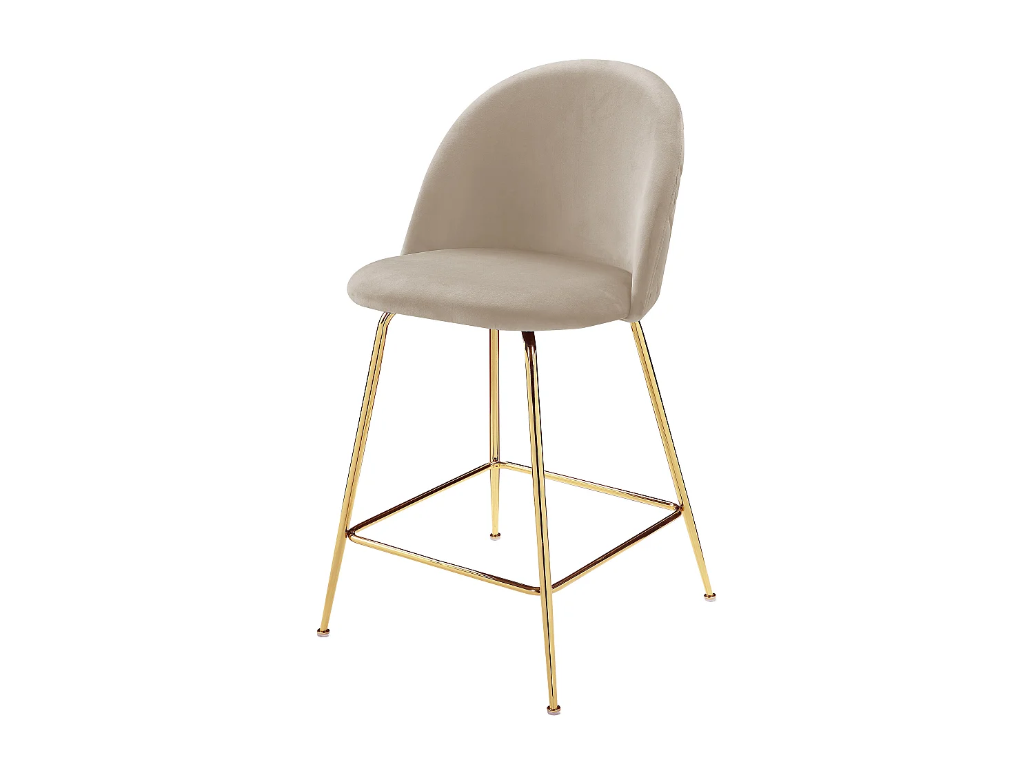 Lot de 2 tabourets de bar en velours et acier inoxydable doré - Beige - MELBOURNE