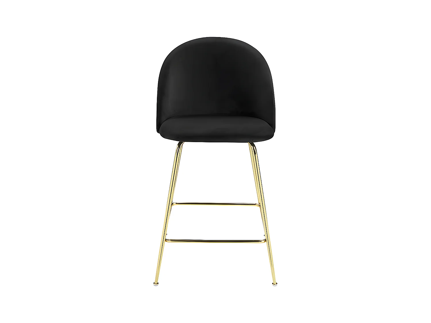 Juego de 2 taburetes de bar MELBOURNE - Terciopelo y metal dorado - Negro