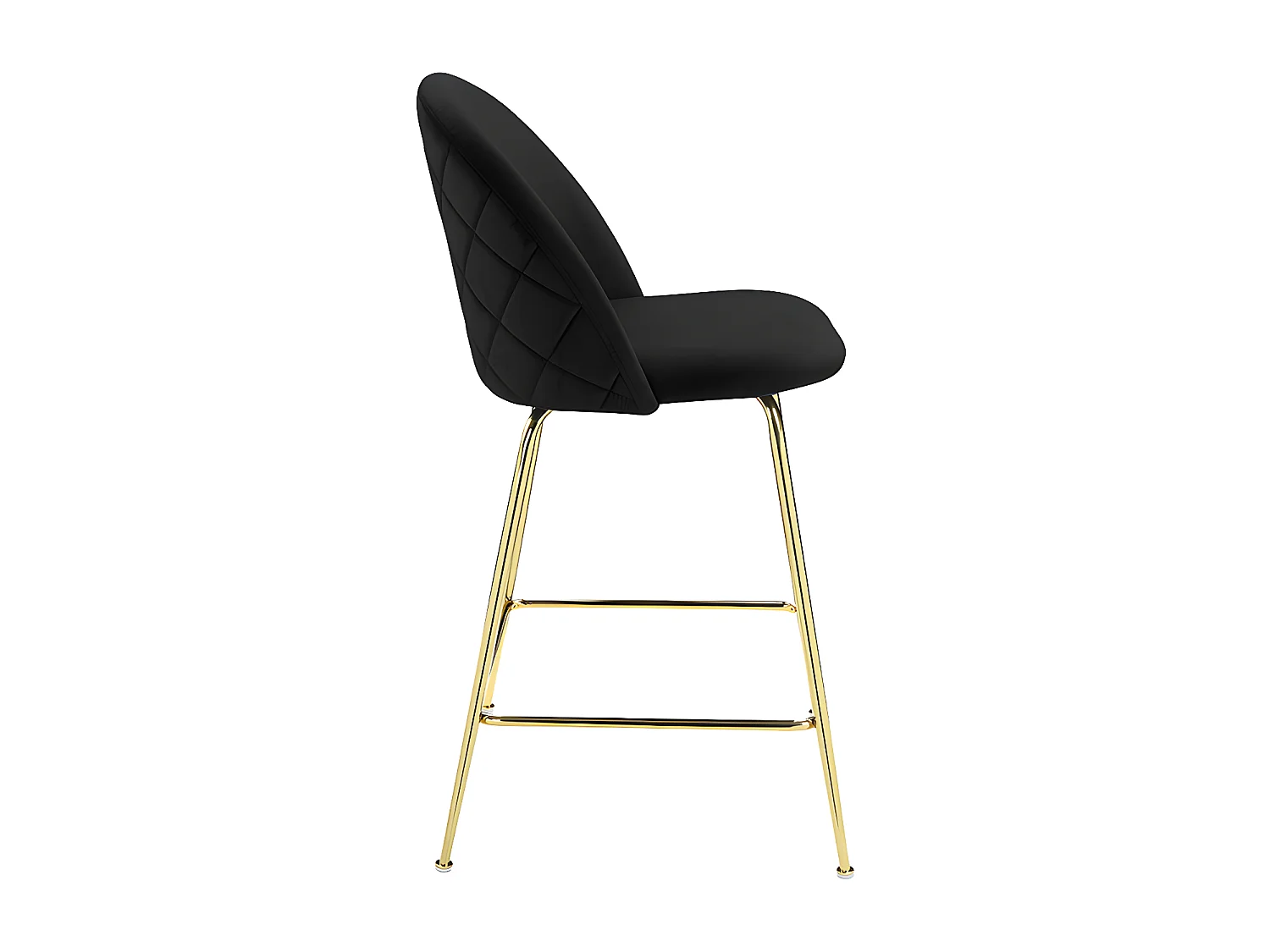 Juego de 2 taburetes de bar MELBOURNE - Terciopelo y metal dorado - Negro