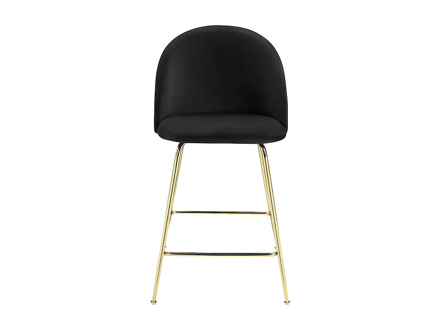 Lot de 2 tabourets de bar en velours et acier inoxydable doré - Noir - MELBOURNE