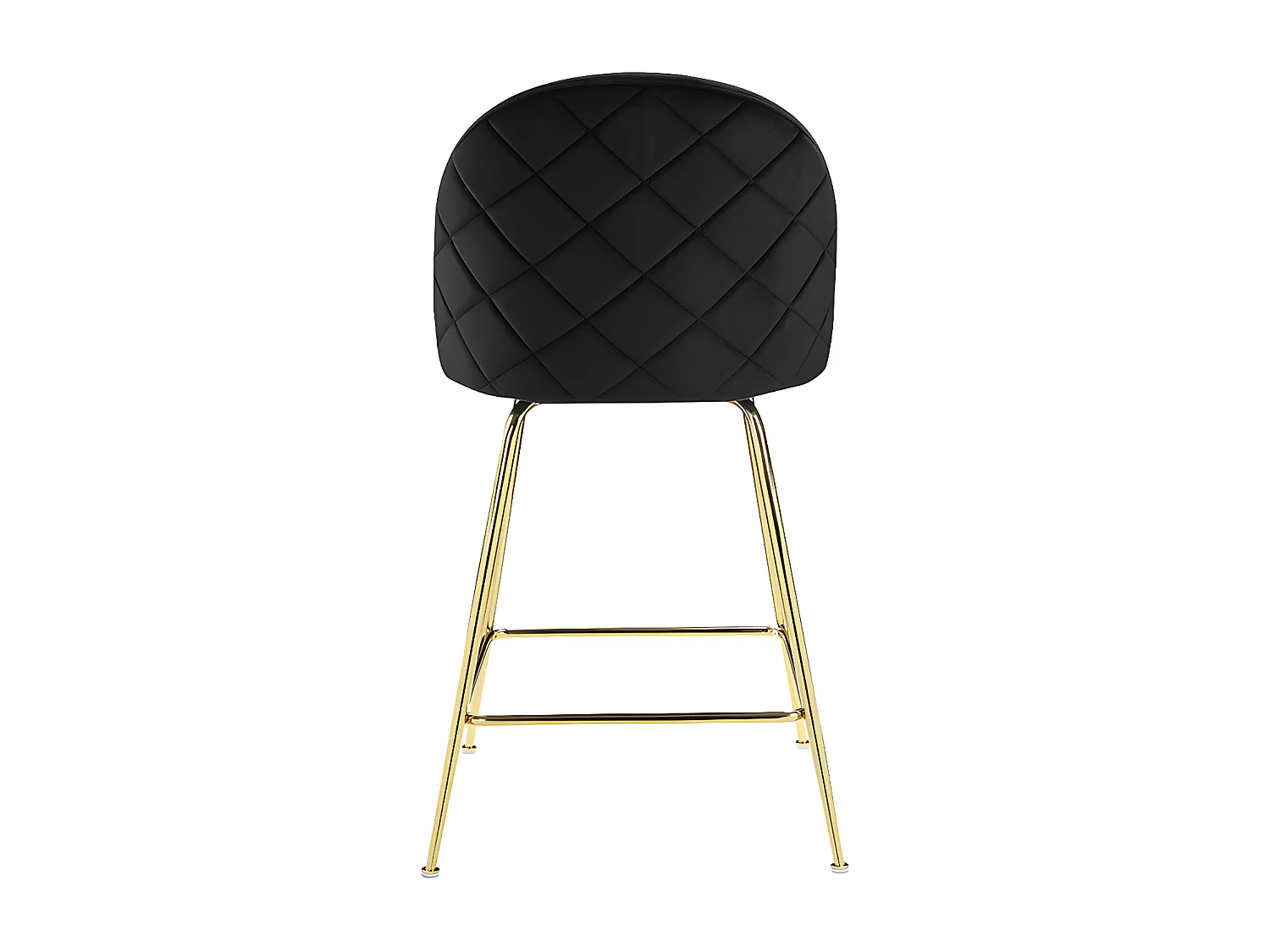 Lot de 2 tabourets de bar en velours et acier inoxydable doré - Noir - MELBOURNE
