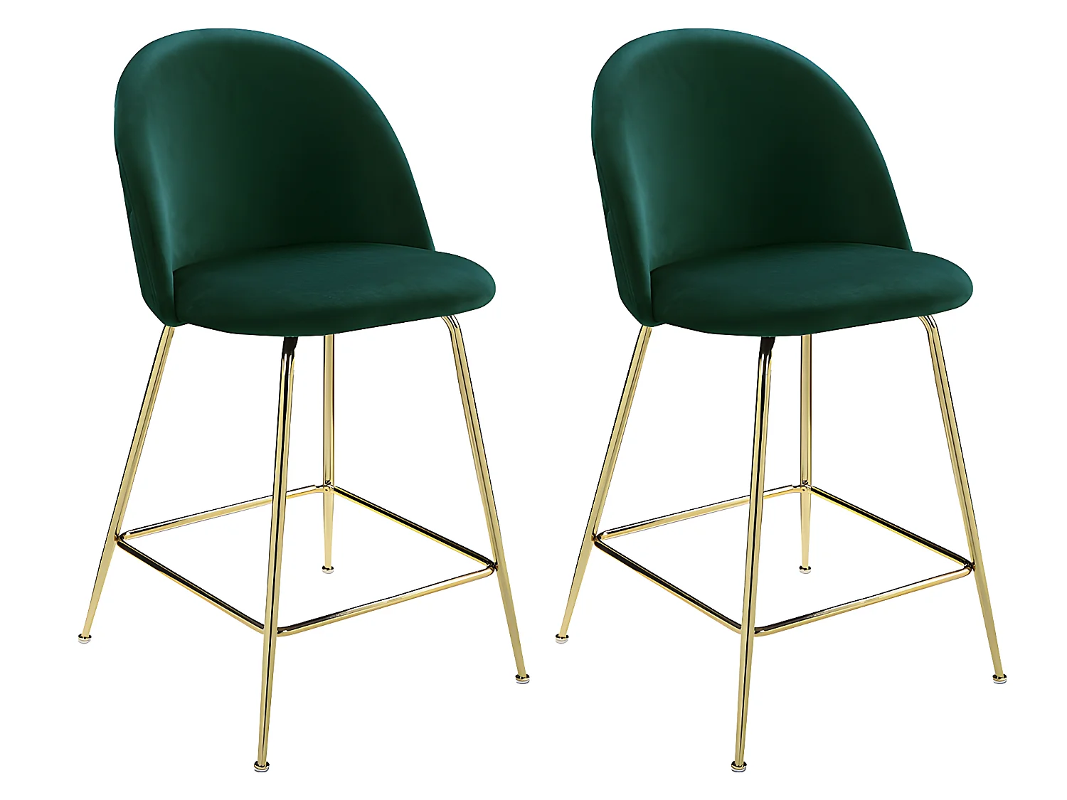 Sæt med 2 barstole i velour og forgyldt rustfrit stål - Grøn - MELBOURNE