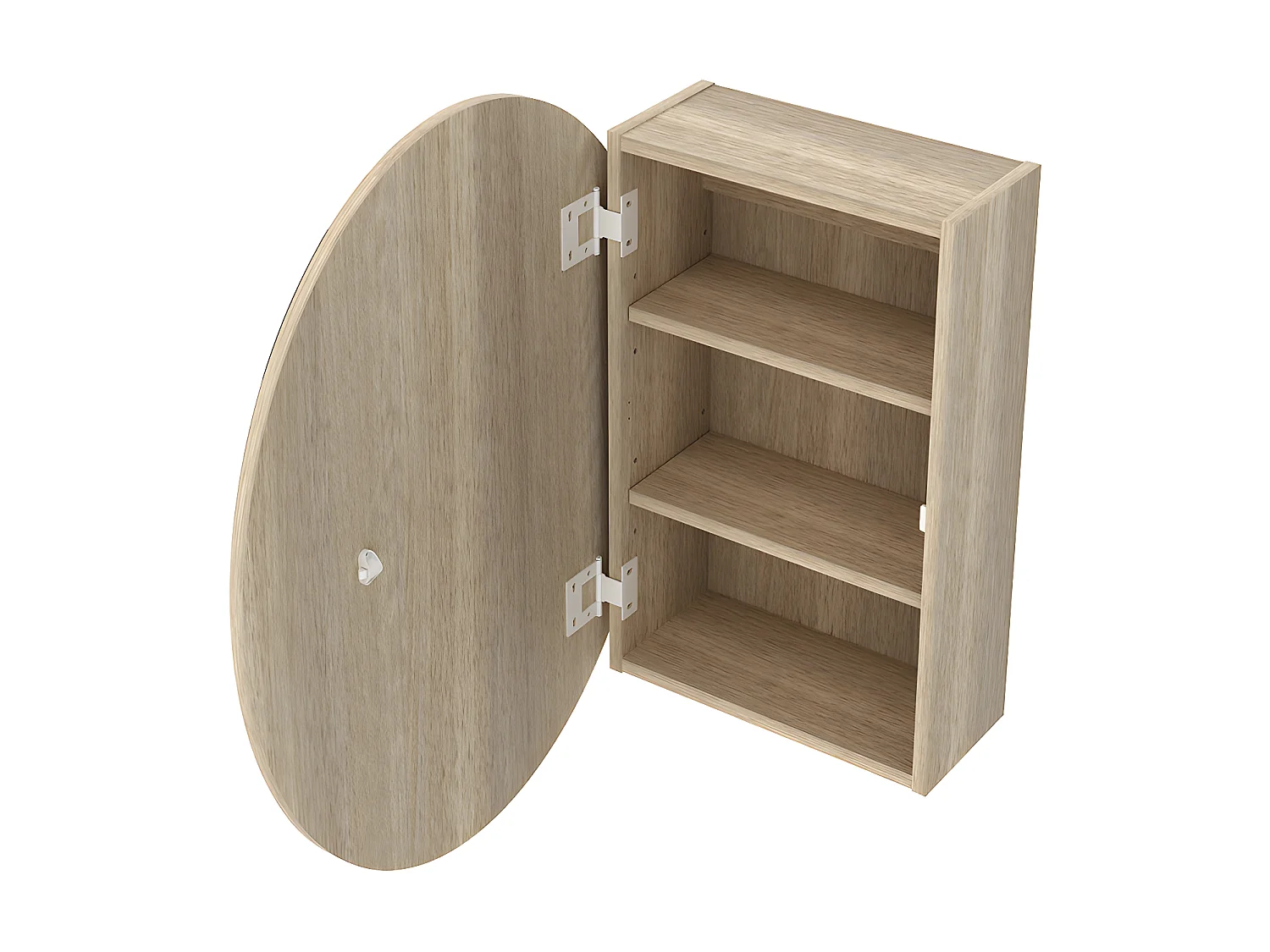 Armoire murale de salle de bain ovale avec miroir - Couleur chêne - RURI