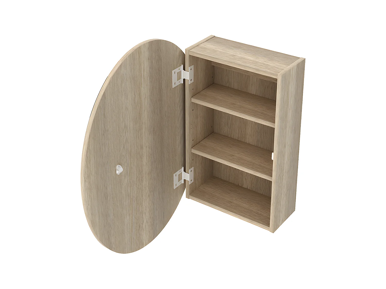 Badezimmer Hängeschrank oval mit Spiegel - Eichefarben - RURI