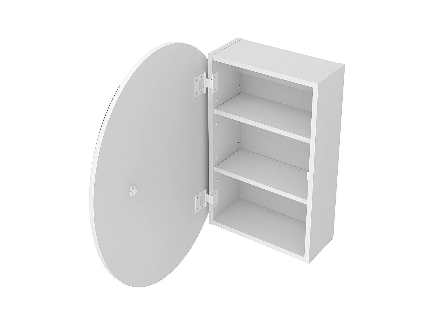 Armario de pared para el cuarto de baño ovalado con espejo - RURI - Blanco