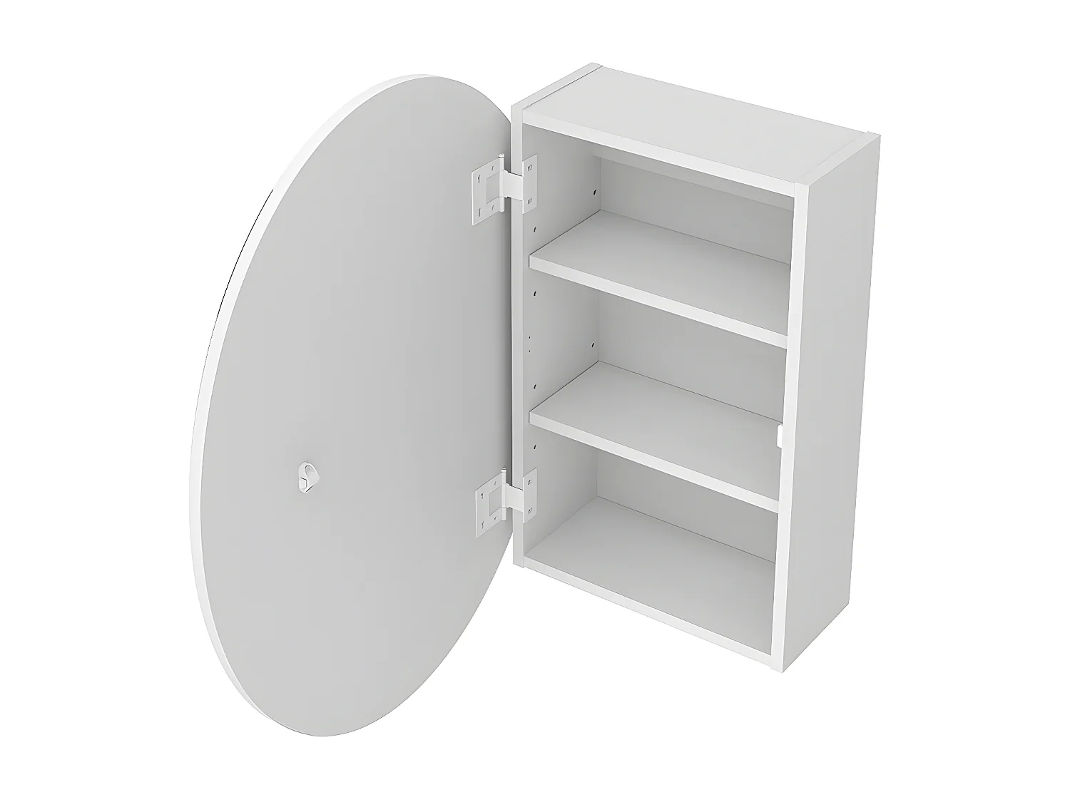 Armoire murale de salle de bain ovale avec miroir - Blanc - RURI
