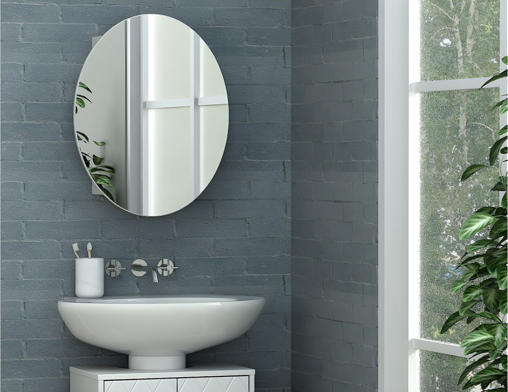 Armoire de toilette murale avec miroir ovale étagères pour salle de