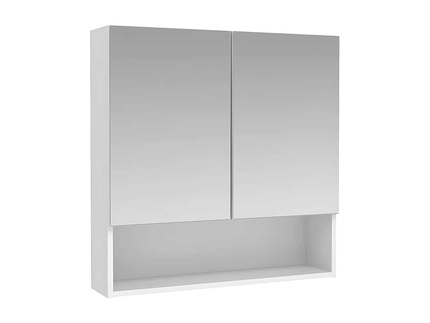 Armário de parede para casa de banho com espelho e nicho cor branco - ZUMPA