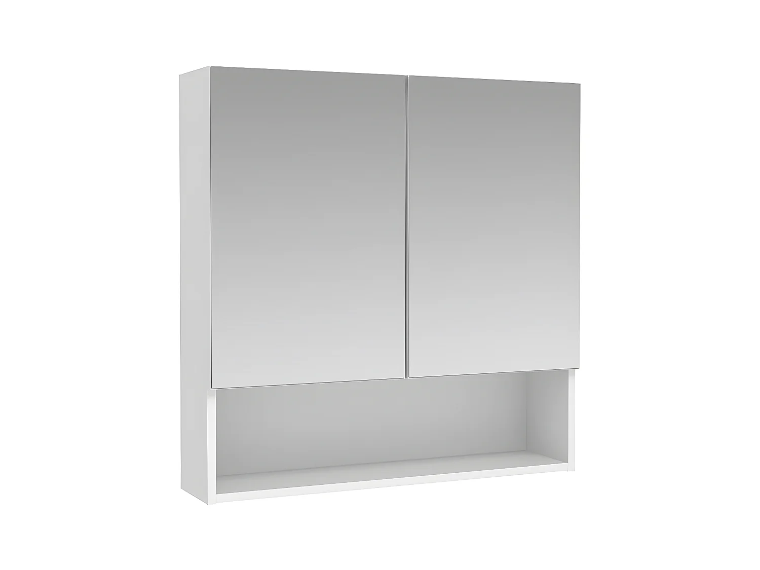 Łazienkowa Szafka łazienkowa wisząca   z lustrem i wnęką - Biała - ZUMPA