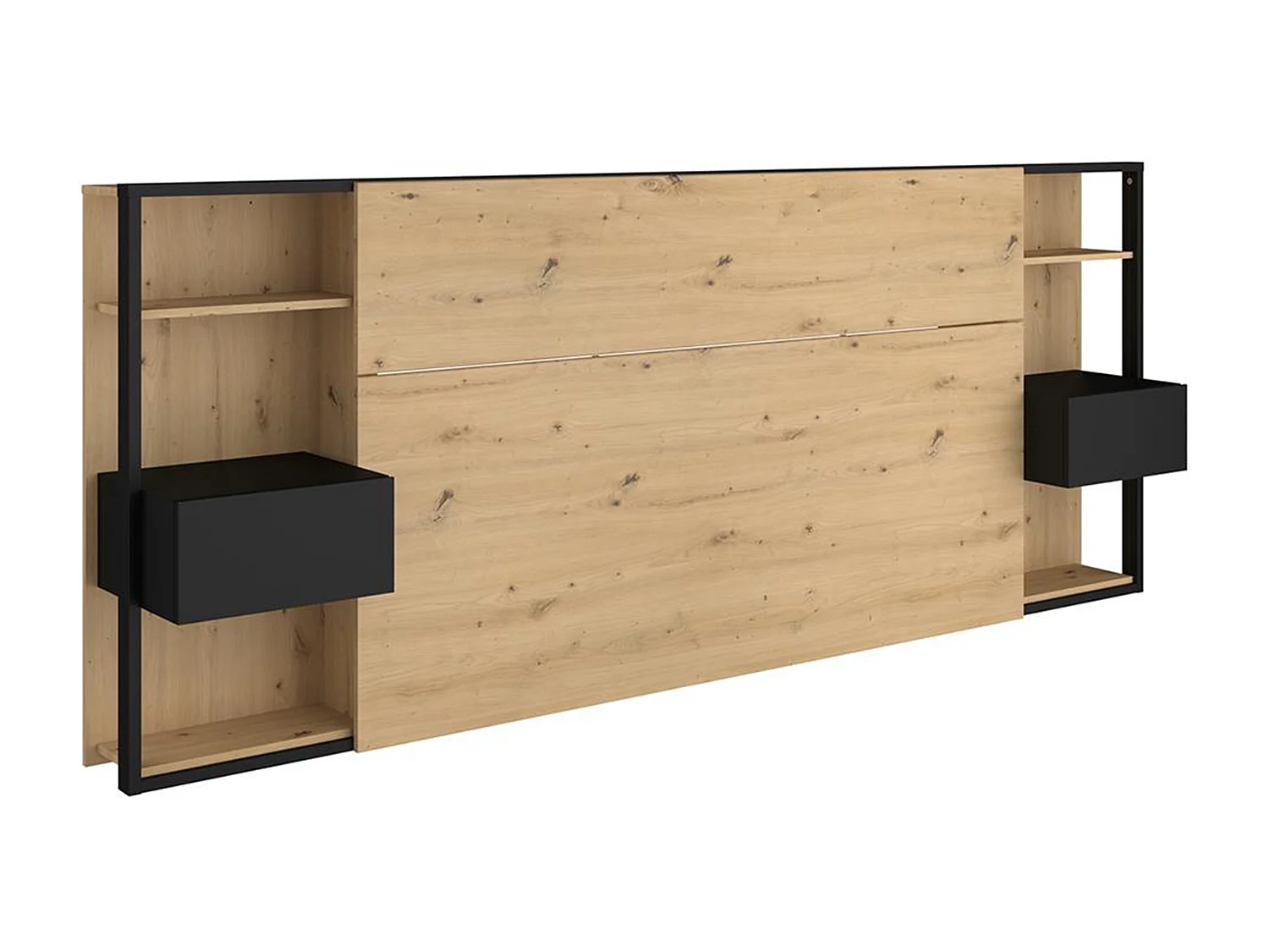 Hoofdeinde met nachtkastjes MISTA - 160 cm - Eiken en zwart