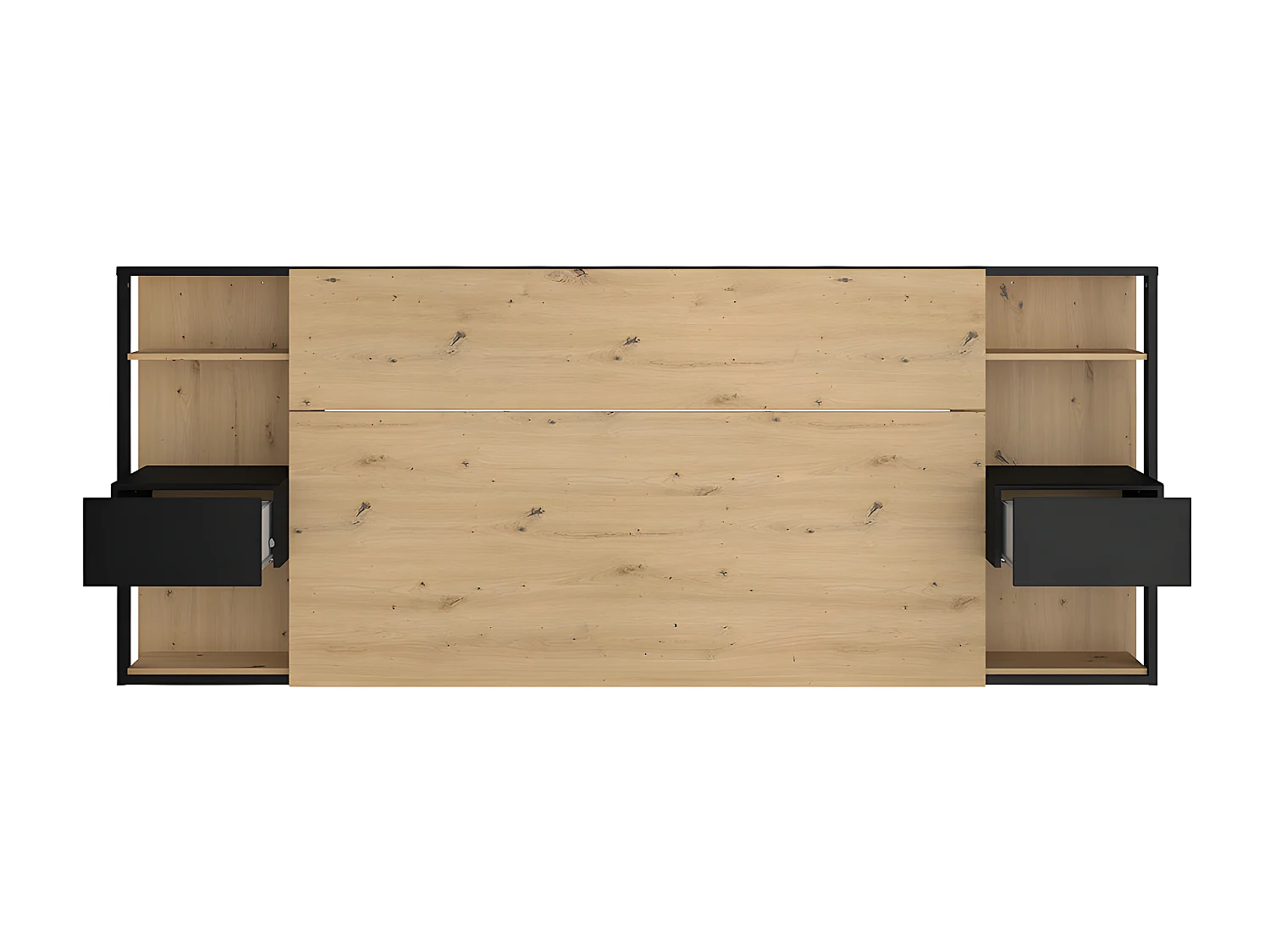 Hoofdeinde met nachtkastjes MISTA - 160 cm - Eiken en zwart