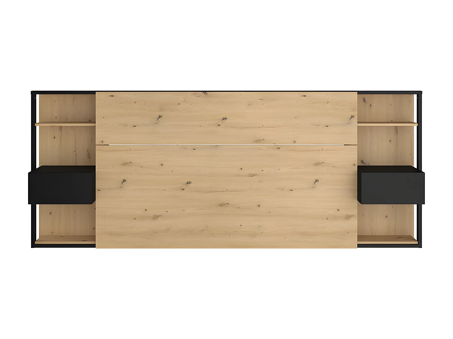 Hoofdeinde met nachtkastjes MISTA - 160 cm - Eiken en zwart