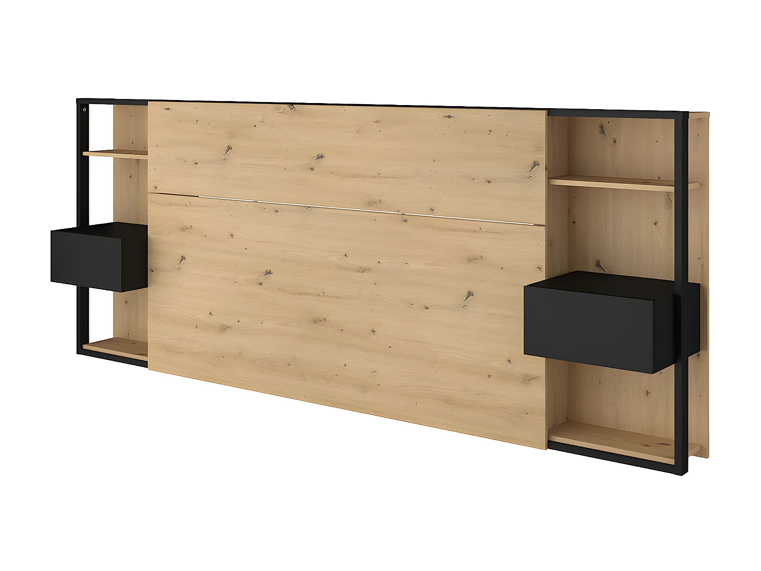 Hoofdeinde met nachtkastjes MISTA - 160 cm - Eiken en zwart