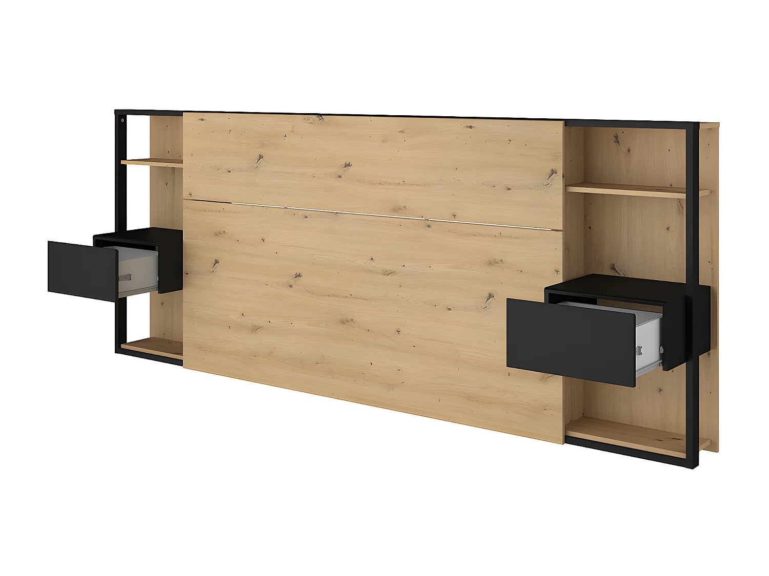 Hoofdeinde met nachtkastjes MISTA - 160 cm - Eiken en zwart