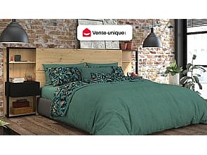 Sengegavl med nattbord MISTA - 160 cm - Eik og svart