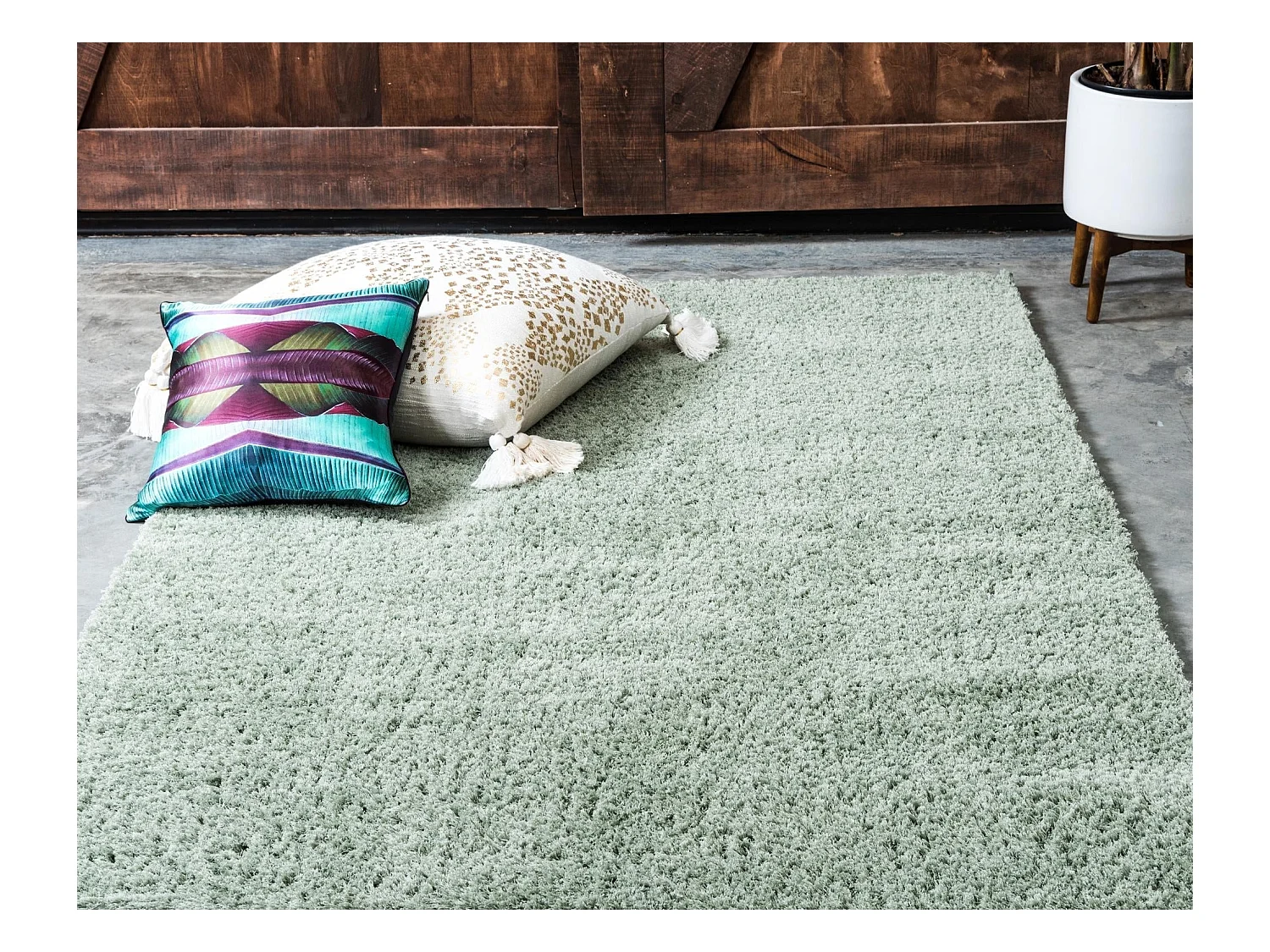 Tapis shaggy 185x185 vert Luzern