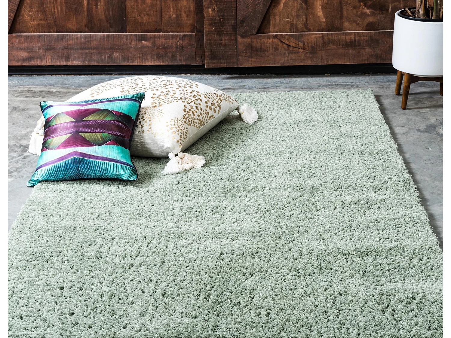 Tapis shaggy 185x185 vert Luzern