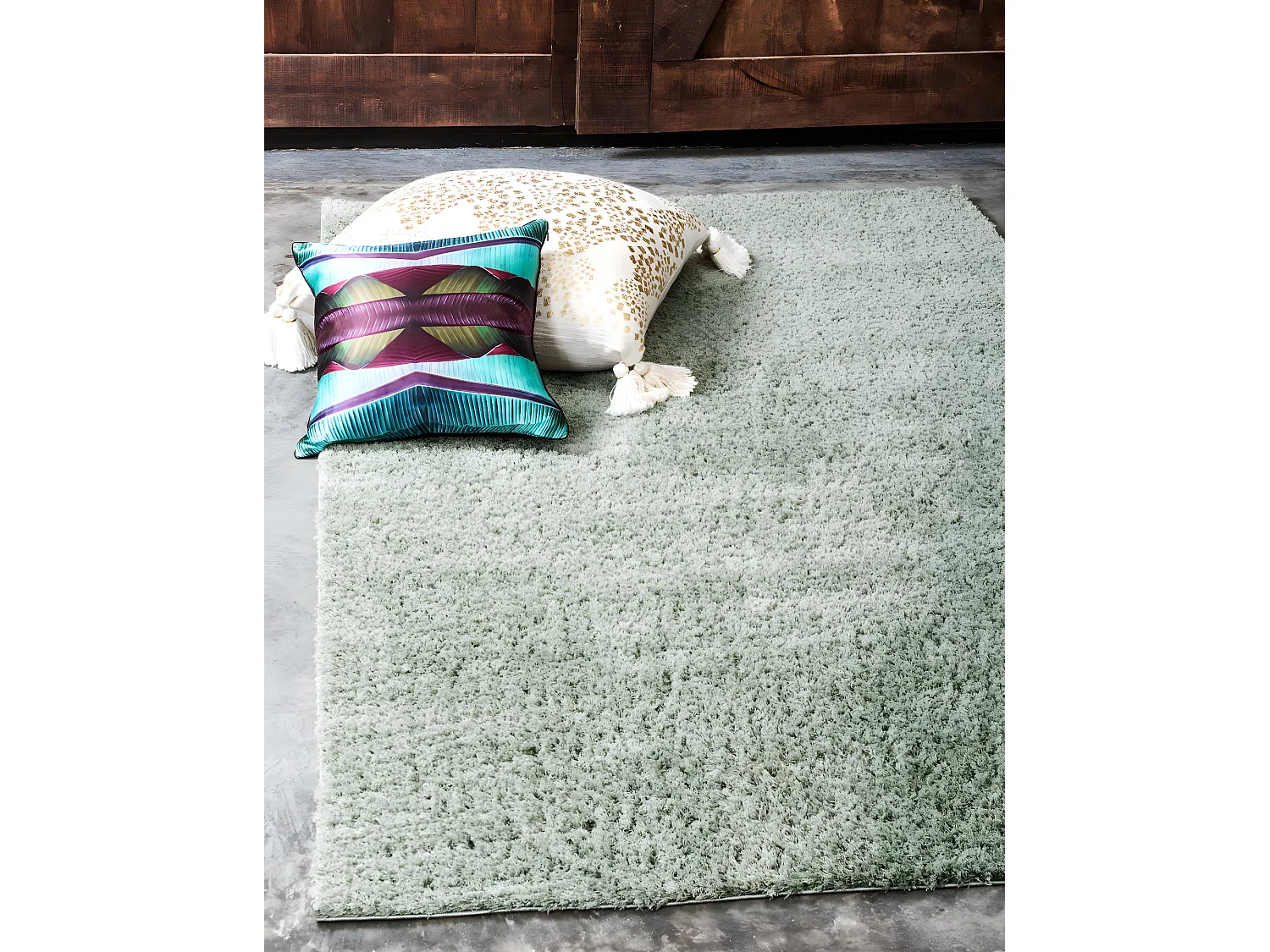 Tapis shaggy 185x185 vert Luzern