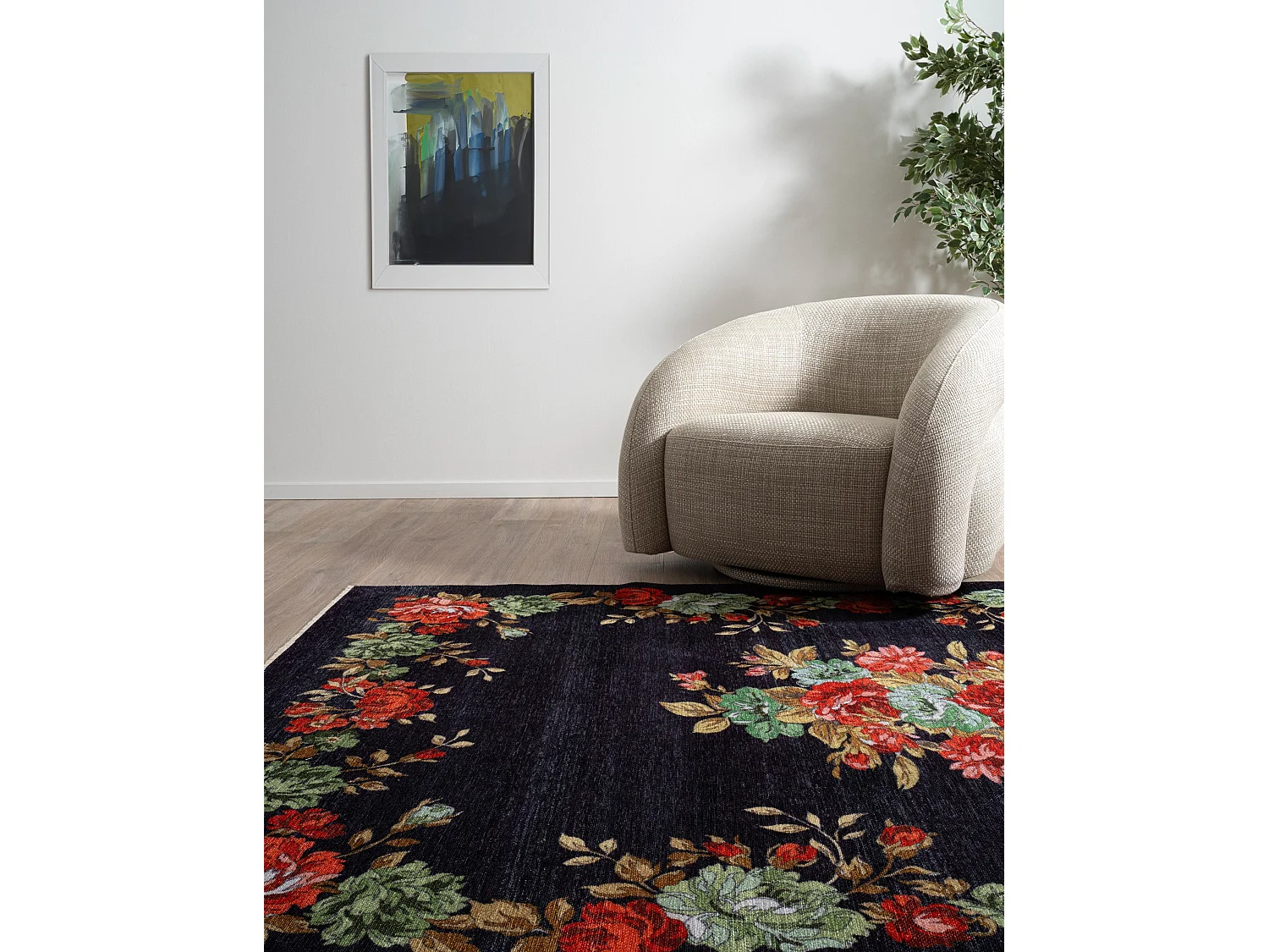 Teppich 160x245 Schwarz Kriens Floret